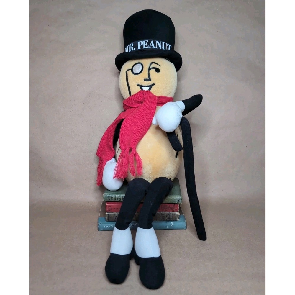 Vtg 1991 MR. PEANUT 26" PLUSH Stuffed Doll Scarf Cane Hat Planters‎ Collectible